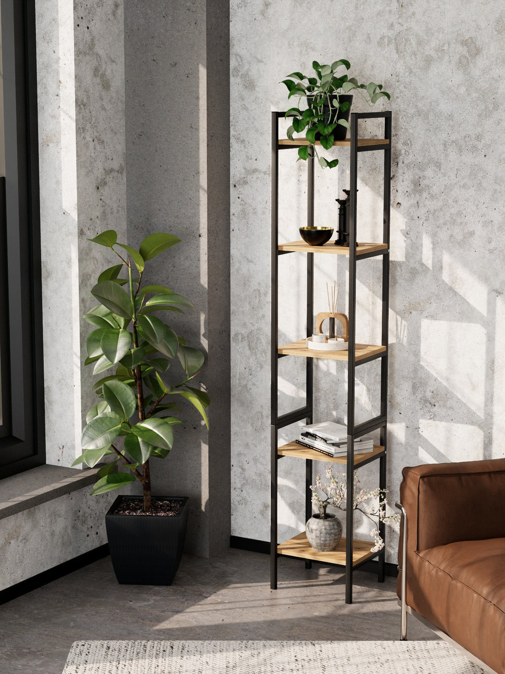 Стеллаж узкий металлический лофт Altus