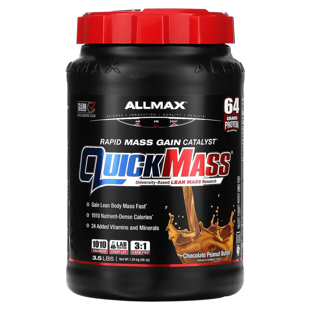 ALLMAX, QuickMass®, катализатор для быстрого набора массы, шоколад и арахисовое масло, 1,59 кг (3,5 фунта)