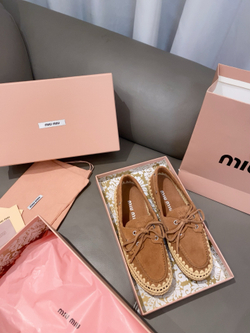 Miu Miu Suede and Raffia Boat Shoes (3 colors)