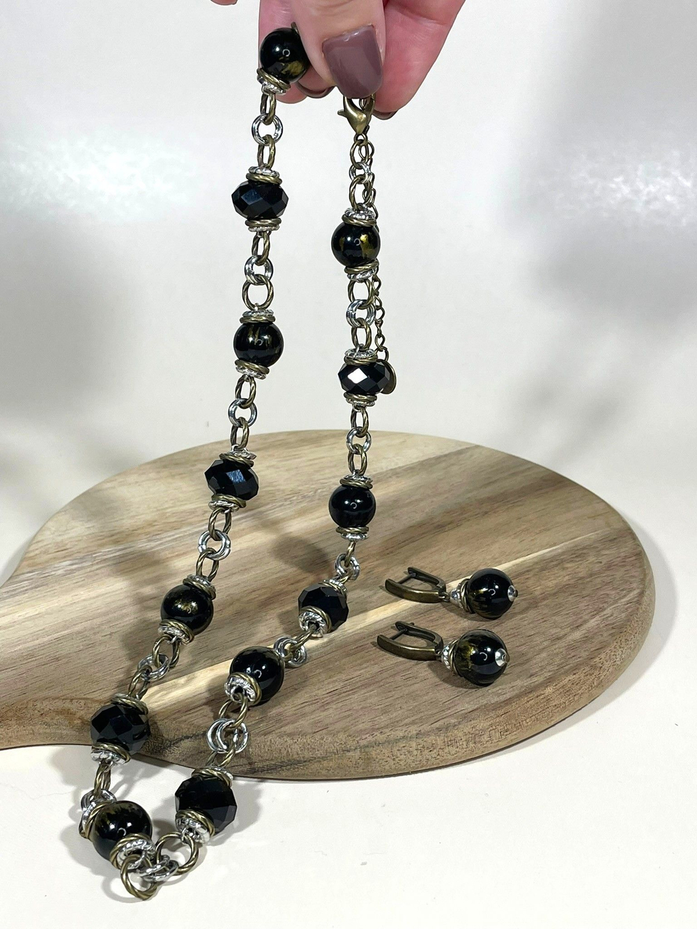 Комплект колье и серьги муранское стекло