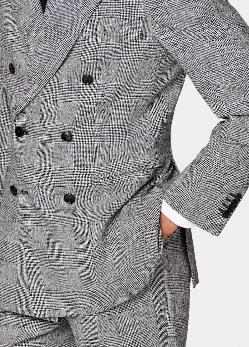 Мужской двубортный костюм (серый) Б63