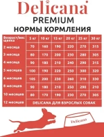 Cухой полнорационный корм для щенков средних пород говядина Delicana 12кг