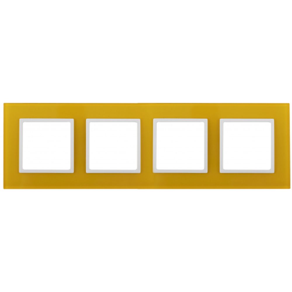14-5104-21 ЭРА Рамка на 4 поста, стекло, Эра Elegance, жёлтый+бел | Elegance Жёлтый + Белый