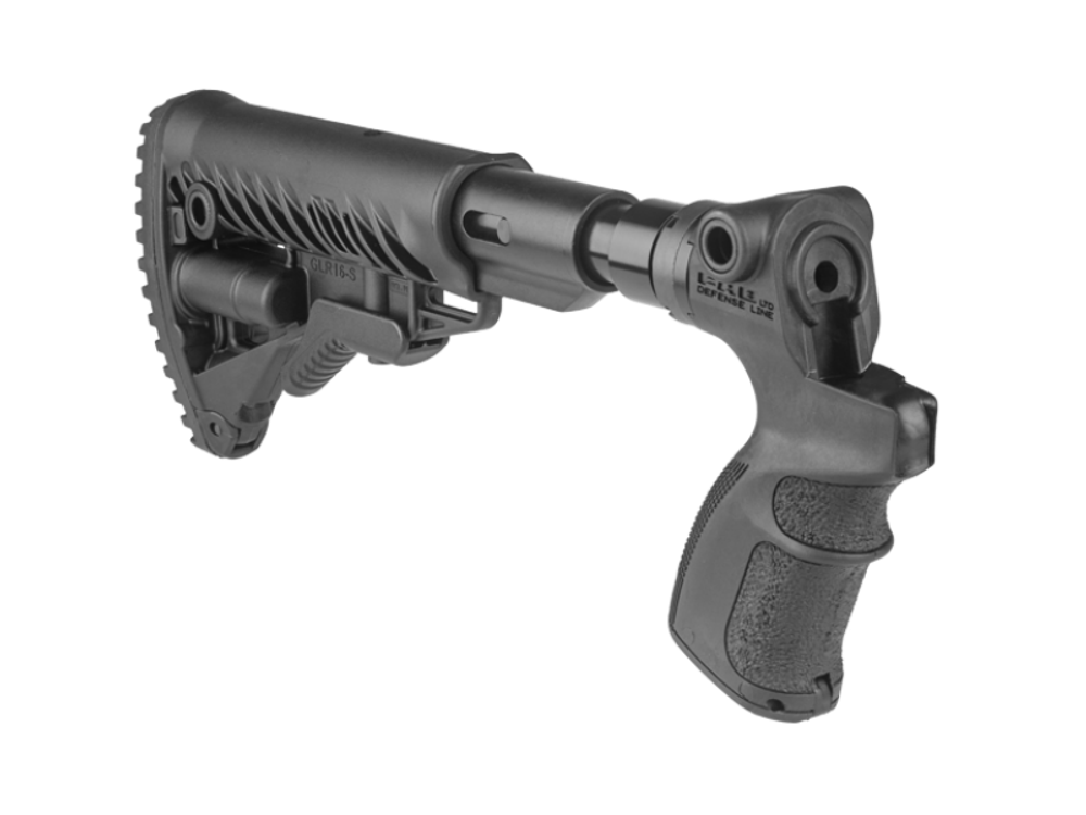 Телескопический приклад GLR-16 с амортизатором AGM 500 FK SB на Mossberg 500/590, Maverick 88, черный, FAB-Defense, Fab Defense