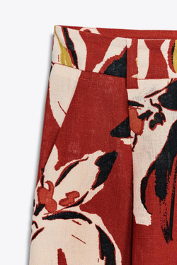 ZARA БРЮКИ С ЦВЕТОЧНЫМ ПРИНТОМ ИЗ ЛЬНЯНОЙ ТКАНИ, РАЗНОЦВЕТНЫЙ