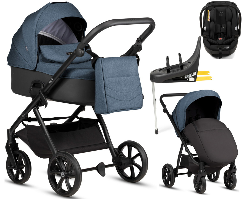 Детская коляска Tutis Leo 3 Plus 4 в 1 с автокреслом Beno Black и базой 1582288 Deep Blue