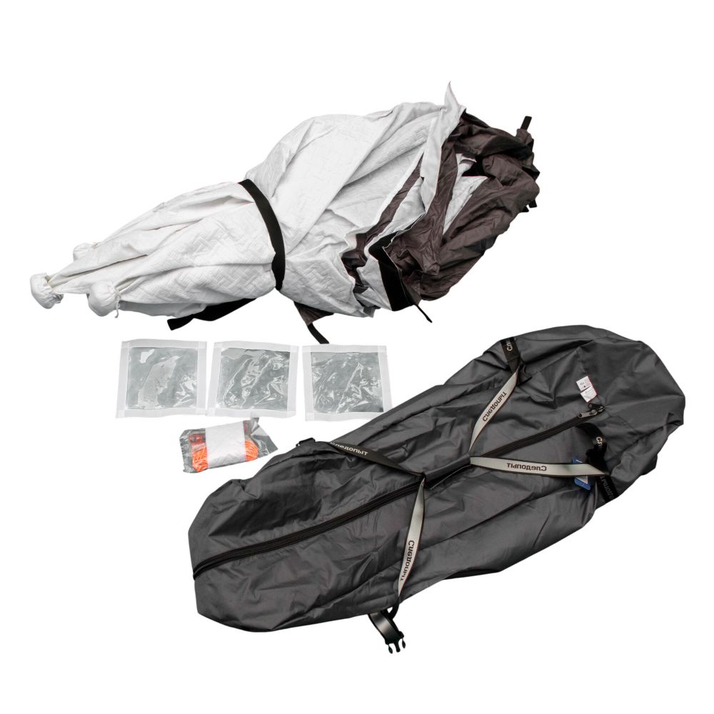 Палатка зимняя СЛЕДОПЫТ Premium 5 стен, 2,8х2,9м,h-2,05м,S по полу 5,6кв.м, 3 слоя, цв.Arctic Cam/Се