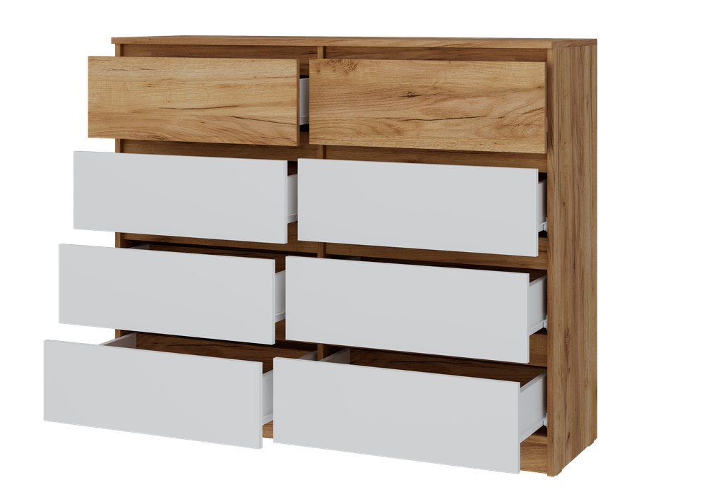 БОСТОН ЛАЙТ Комод КМ-002 Корпус - Дуб Крафт золотой К003  Фасад ЛДСП - Белый (Гладкий)