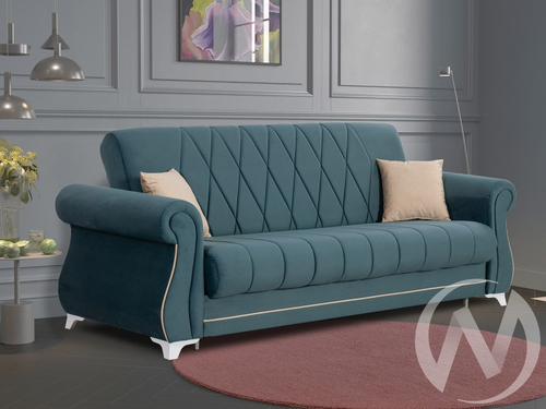 Диван прямой Бриз 2 (БД) НПБ ОПОРЫ БЕЛЫЕ/GROUND 08 (темно-синий)/GROUND 01 (бежево-кремовый)