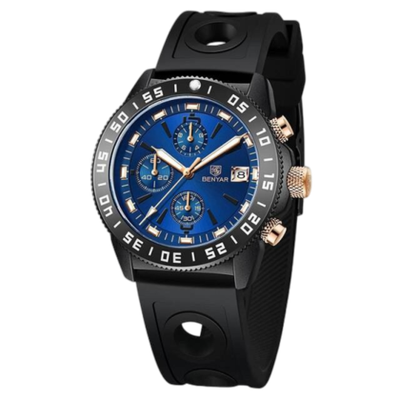 Часы наручные кварцевые BENYAR на кожаном ремешке, черный W9860-01
