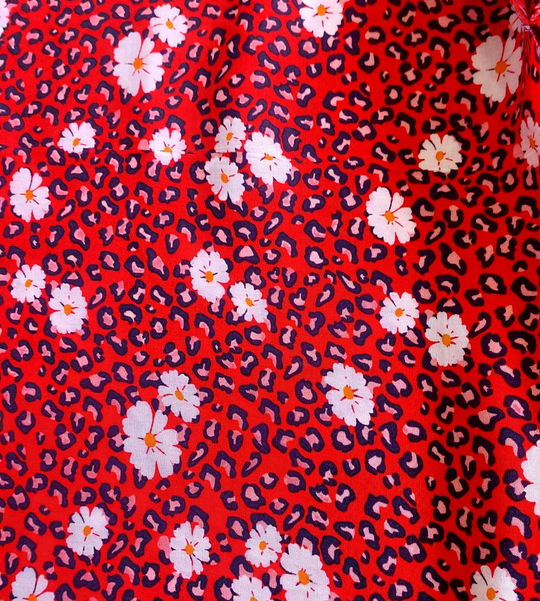 штапель принт ромашка/пятна на красном BST3512D8C1