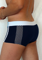 Темно-синие мужские трусы-боксеры со вставкой в горох (Размер: XL) (Цвет: темно-синий)