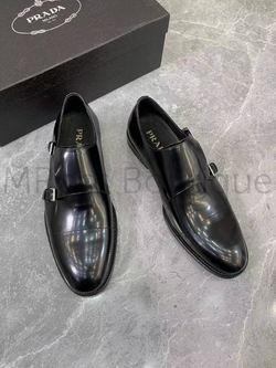 Men's brand Prada (Prada) premium shoes made of genuine leather with a glossy effect.