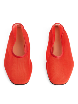 ARKET БАЛЕТКИ ИЗ СЕТЧАТОЙ ТКАНИ, КРАСНЫЙ