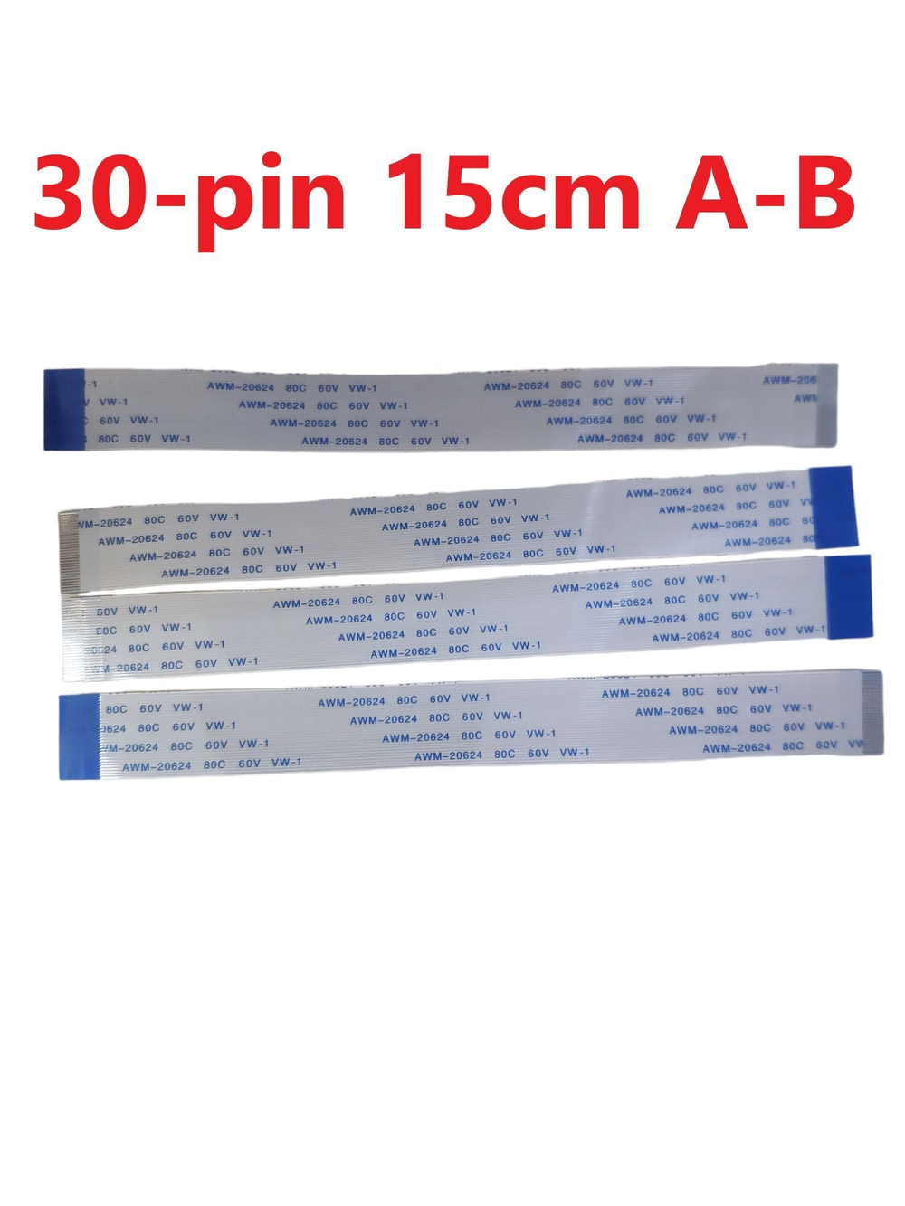FFC шлейф 30-pin Шаг 0.5mm Длина 15cm Обратный A-B AWM 20624 80C 60V VW-1