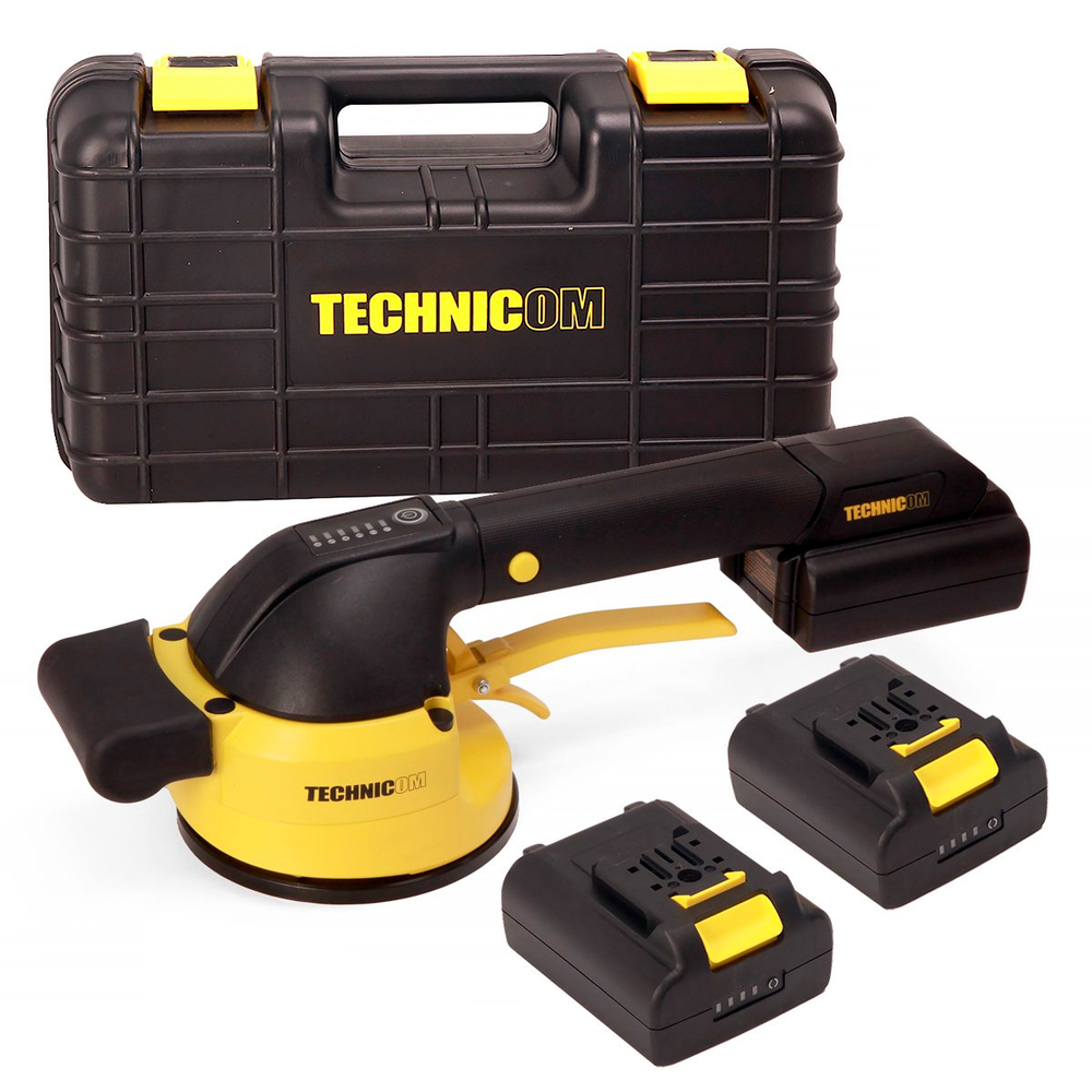 Виброприсоска для укладки плитки аккумуляторная TECHNICOM TC-P008, 16,8В, 2000 мАч, 6 скоростей, чаша 123мм, 3000-6000 об/мин, нагрузка 100 кг