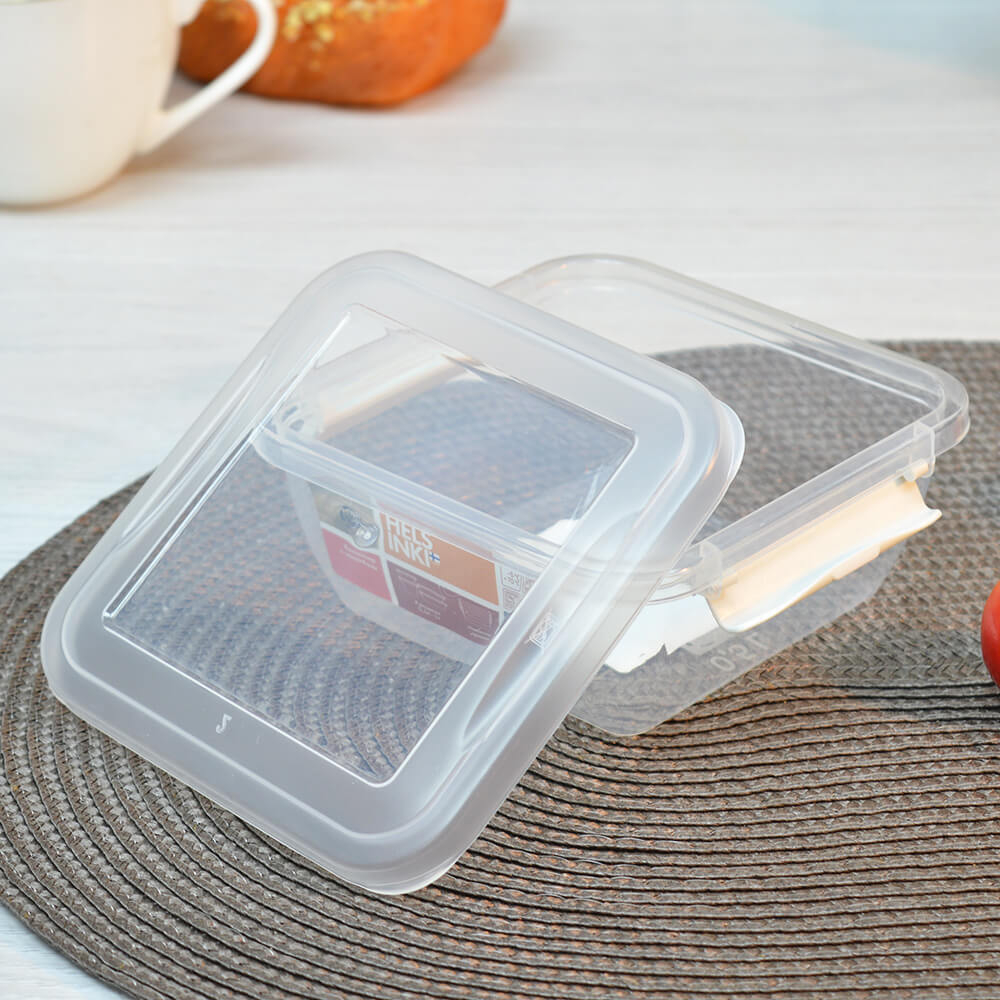 Контейнер 0,5л с защелками квадратный "Helsinki", натуральный