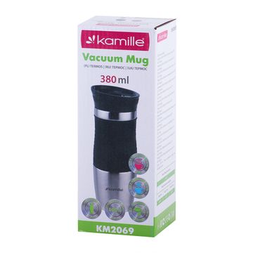 Термокружка 380 мл. из нержавеющей стали Kamille KM-2069 с TPR-вставкой