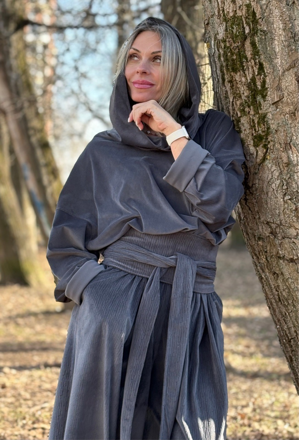 Палаццо с кушаком / вельвет микро