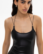 V-LEATHER MAXI DRESS