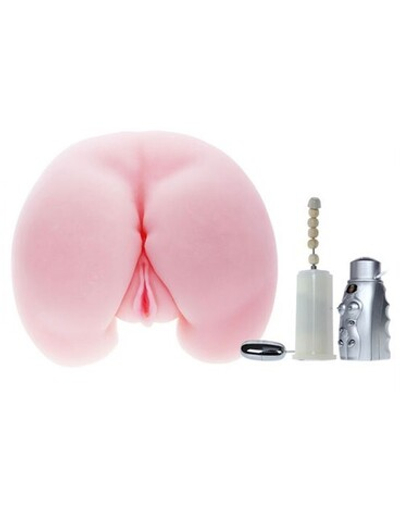 Вибровагина, вид сзади, с вибрацией и ротацией, 2 отверстия UltraSkin (Цвет: телесный)