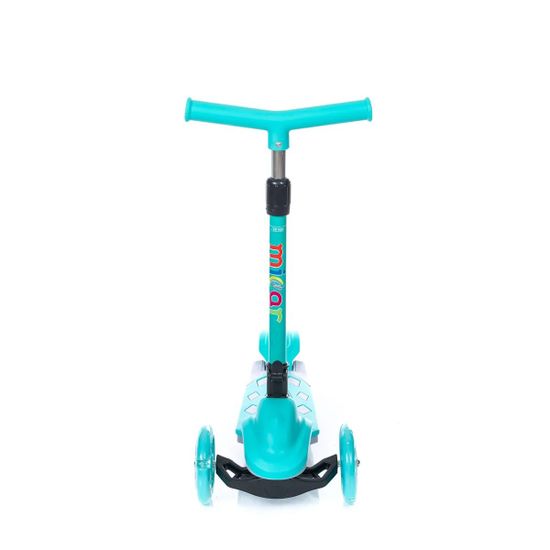 Самокат трехколесный со светящимися колесами Micar Zumba 2022 серый, голубой