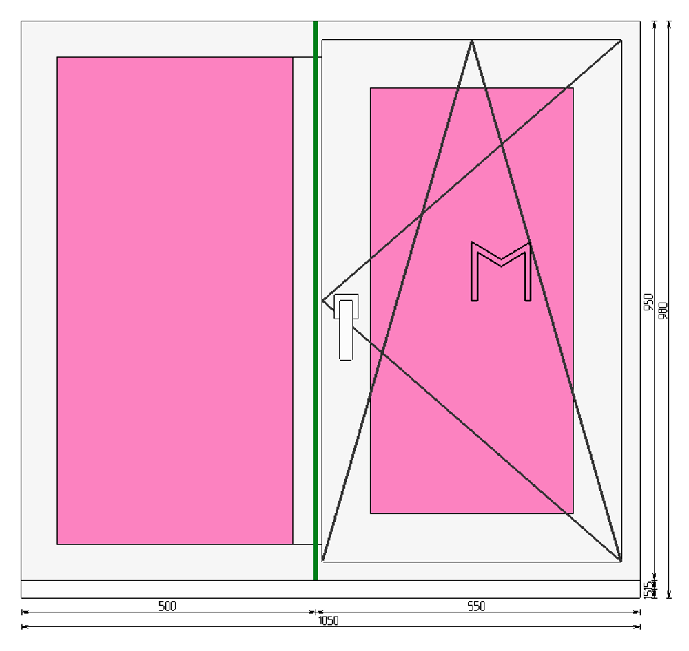 Пластиковое окно 950 х 1050 ТермА Эко + Москитная сетка