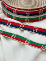 Тесьма Гучч. красно-зеленая узкая 2 см жаккард