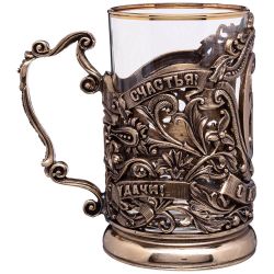 СТАКАН С ПОДСТАКАННИКОМ "ЮБИЛЕЙНЫЙ 65" 250 МЛ