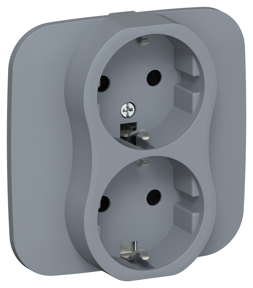 FLITE Розетка 2-местная с заземлением без защитных шторок безвинтовое крепление 16А РС12-1-А-ФлМ маренго IEK