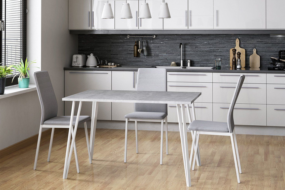 Стол кухонный обеденный Камень Тёмный/Чёрный, Сиена, 120х80х75,5 см