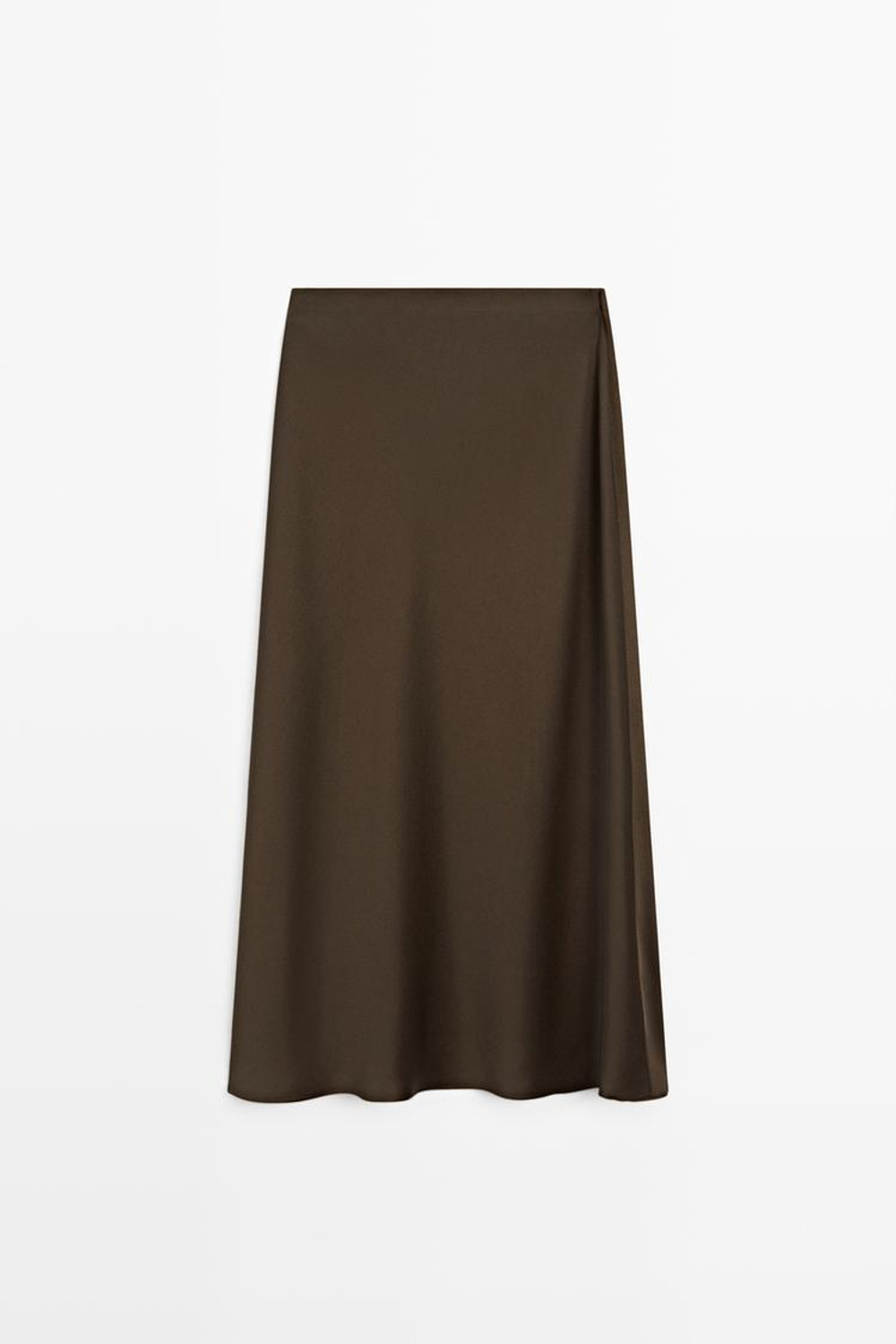 Massimo Dutti Струящаяся атласная юбка, коричневый