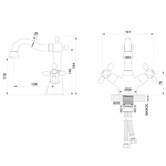 Смеситель для раковины WONZON & WOGHAND RETRO, Темный графит (WW-88139020-BGM)