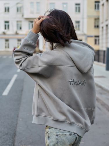 Худи на молнии в темно-сером цвете