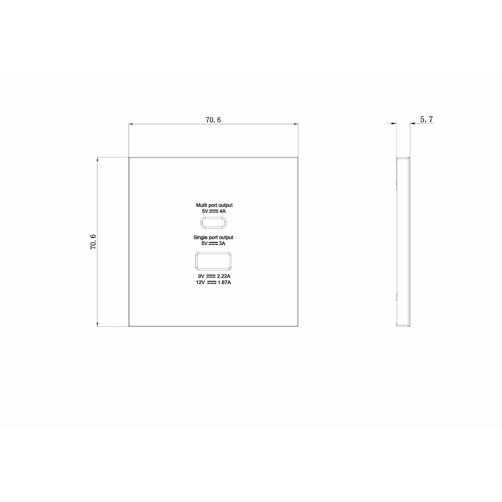 Накладка для розеток USB A+C, сталь, серия R98