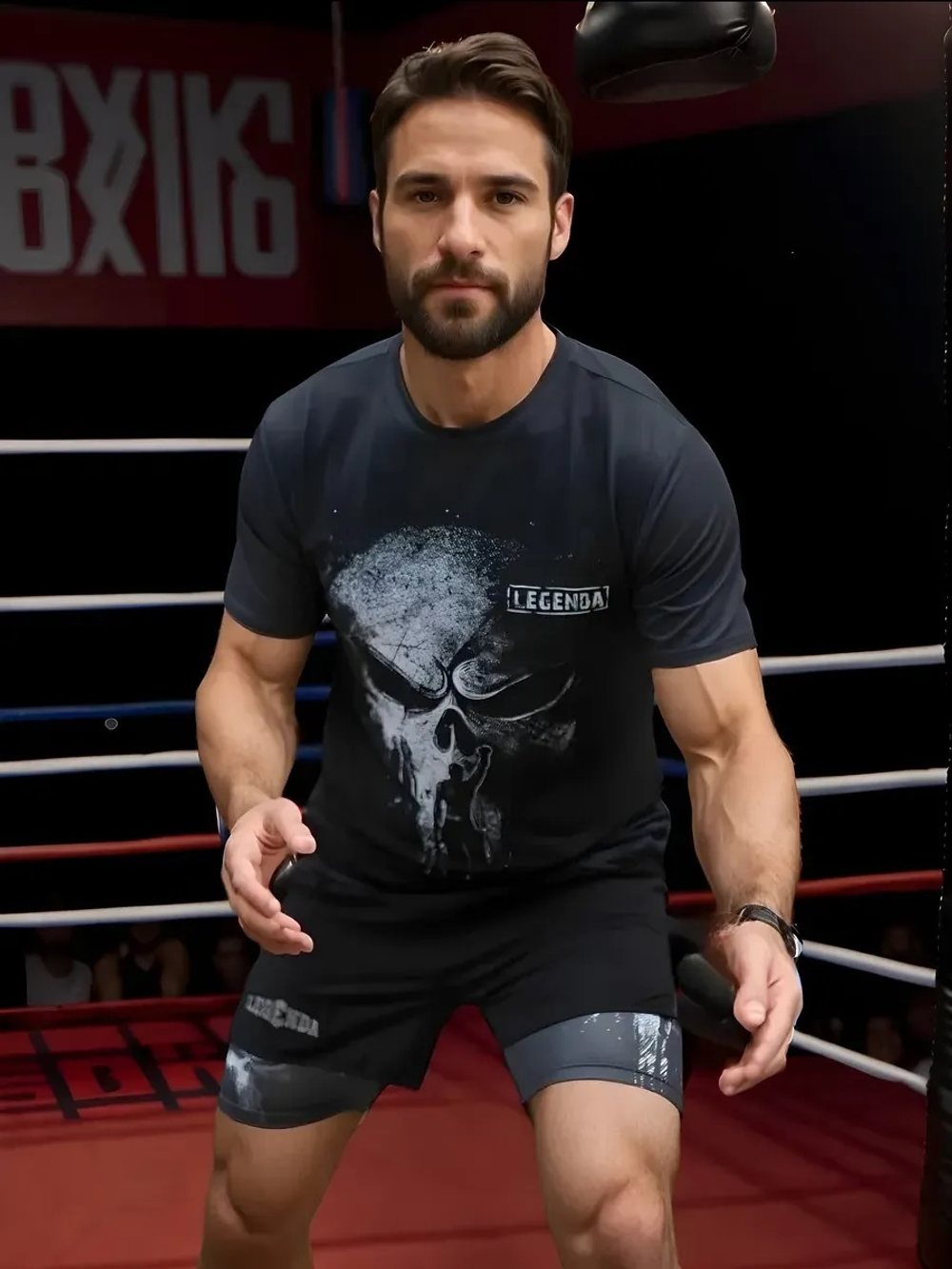 Футболка тренировочная Череп Каратель черная