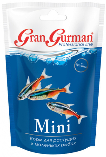 Gran Gurman корм для растущих и маленьких рыбок "Mini", 30 г