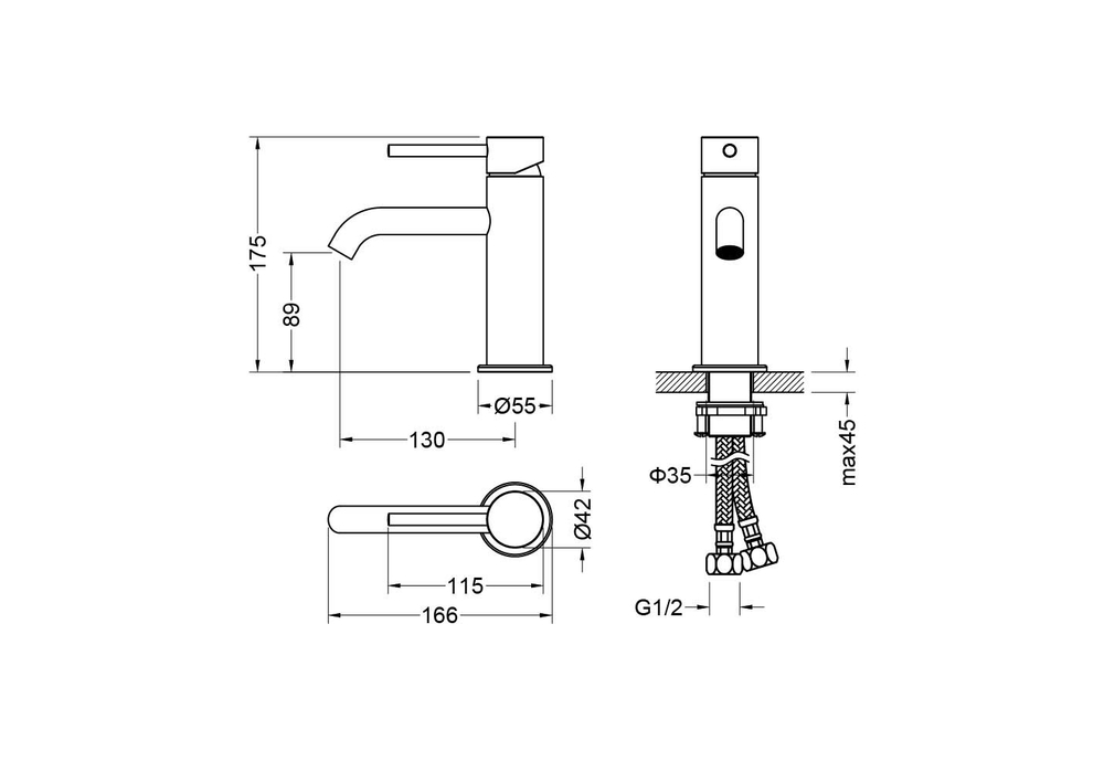 Смеситель для раковины 89, без донного клапана AQUATEK, шлиф.золото Европа
