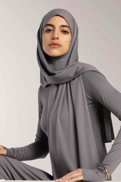 Хиджаб Молик двухслойный серый