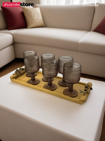 Поднос бамбуковый "Оливки" 48,5х17х4,5 см. прямоугольный