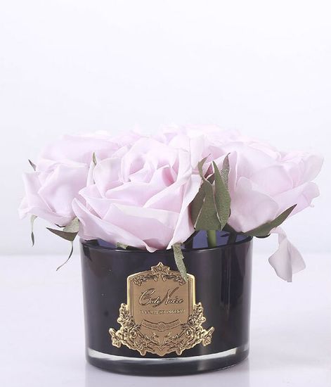Букет из 5 розовых роз в черной вазе, Cote Noire