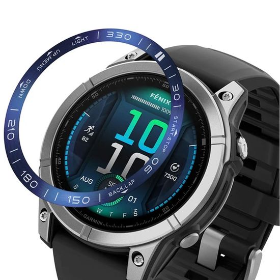 Накладка для Garmin Fenix 8 (47mm) для защиты безеля нержавеющая сталь (Синий)