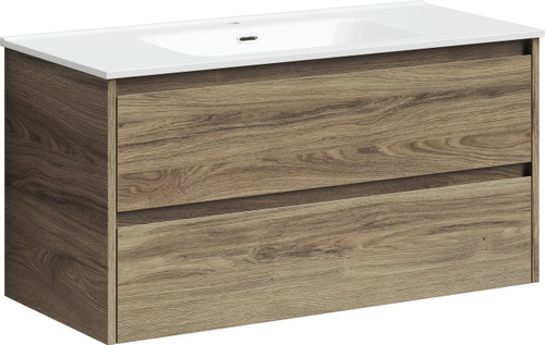 Тумба с раковиной Sancos Libra, 99 см., ламинат коричневый, LB100ECH
