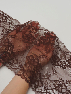 Эластичное кружево шоколад ширина 23 см