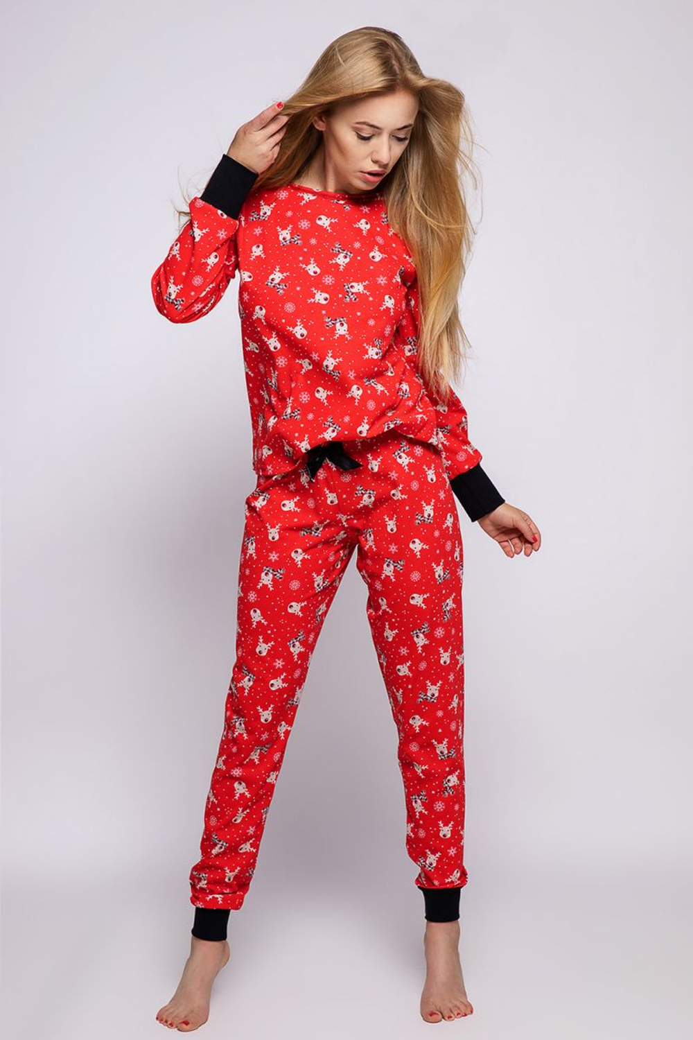 Пижама Saetta с рождественским принтом (Размер: S) (Цвет: красный)
