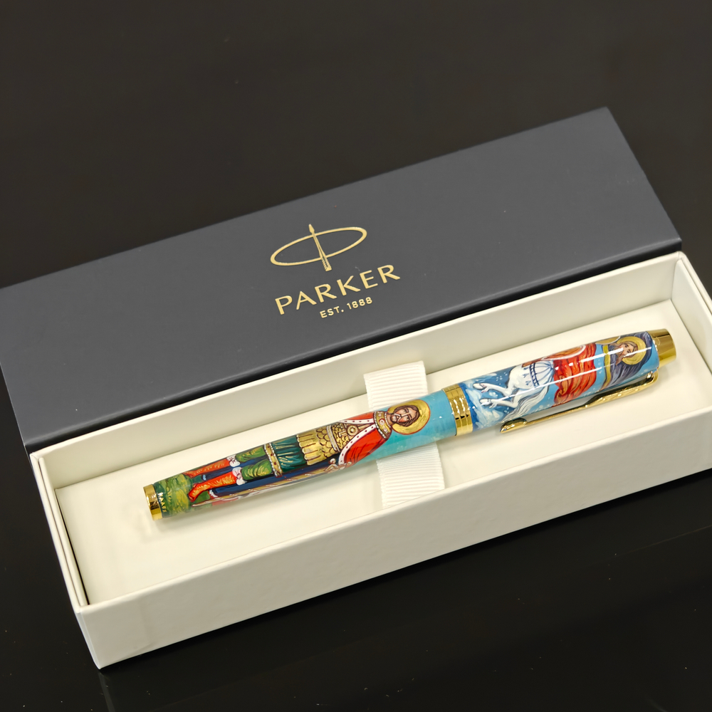 Ручка коллекционная с ручной росписью Палех "Александр Невский" в коробке