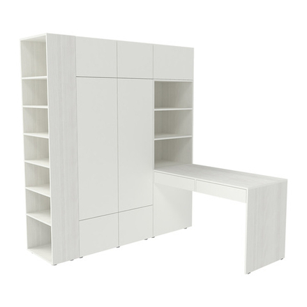 Стол письменный со стеллажом и шкафом КарИВи 1765 Белое Дерево Белый