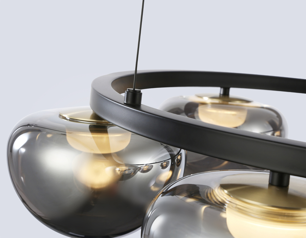 Светильник светодиодный подвесной LH12003/6 BK/GD/SM черный/золото/дымчатый 36W 3000K D760*175