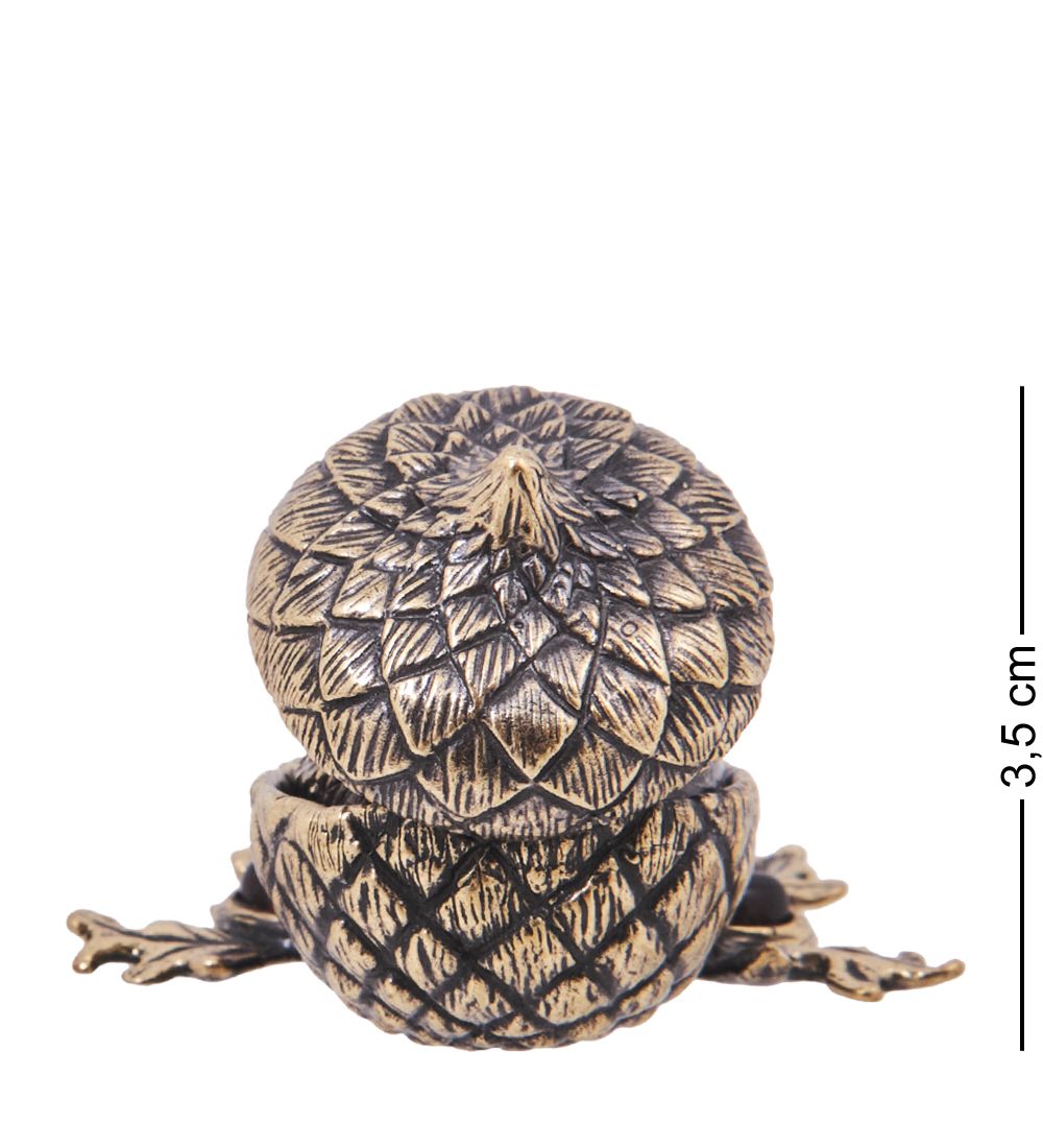 Народные промыслы AM-4180 Шкатулка «Ежик в желуде» (латунь, янтарь)