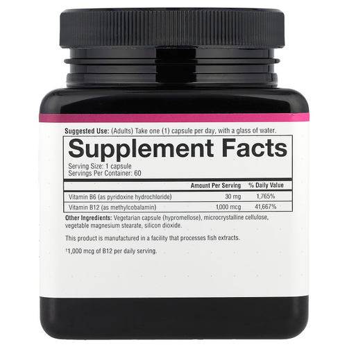 Youtheory, B12, B6, незаменимые ежедневные витамины, 1000 мкг, 60 вегетарианских капсул